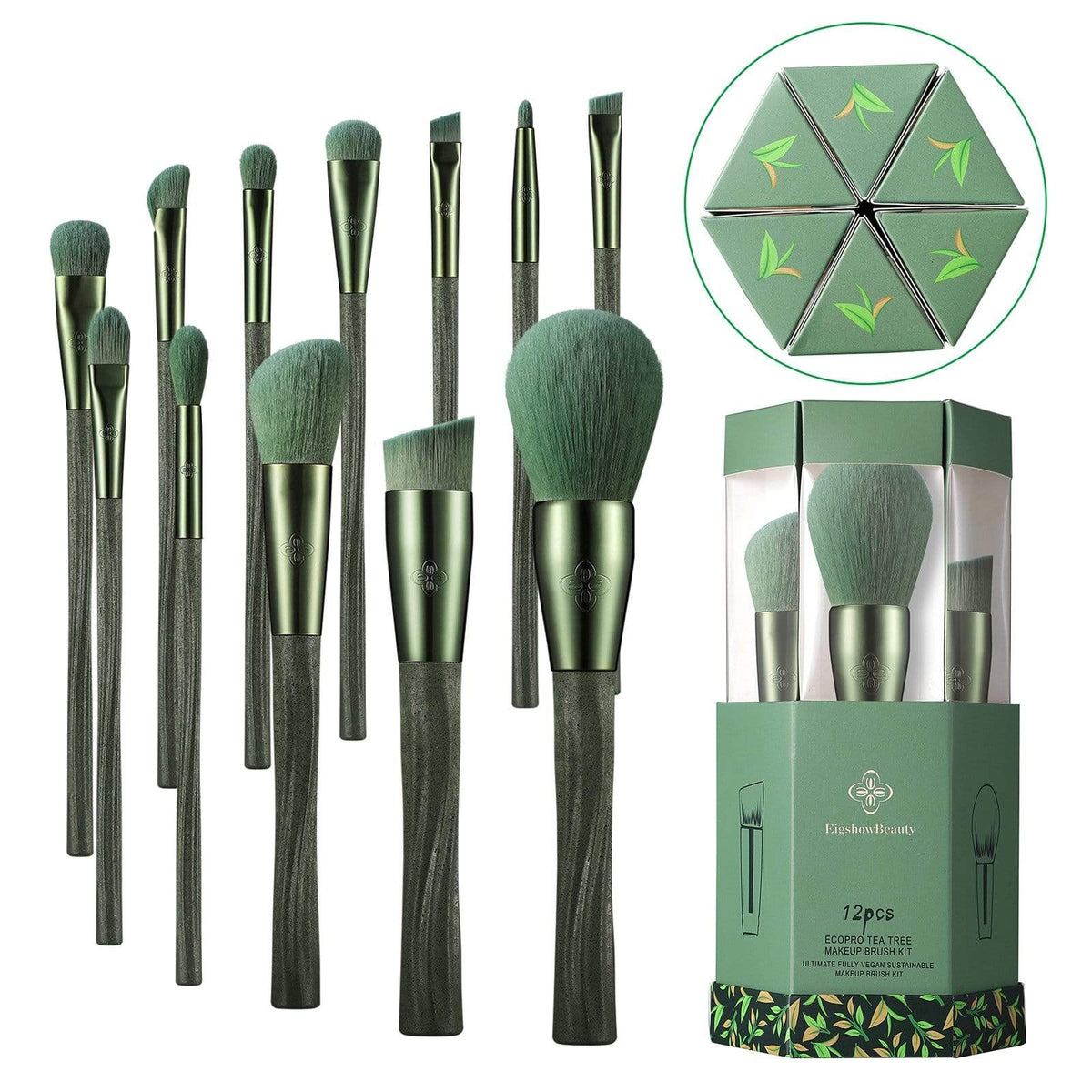 EigshowBeauty Ecopro 12 PCS Tea Makeup Brush Kit – EIGSHOW Beauty